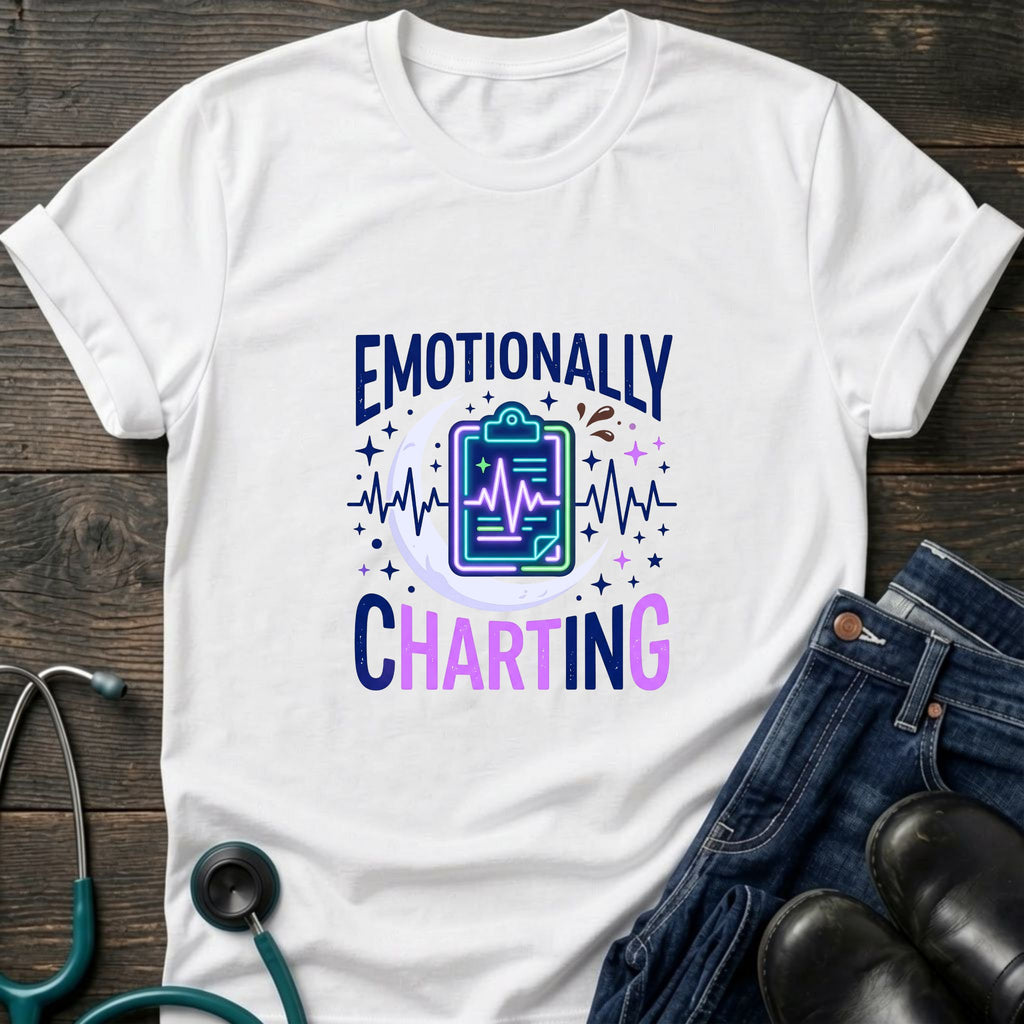 Emotionally Charting Nurse Relatable Humor Tee - Sand / S | YOUSTOMIZE