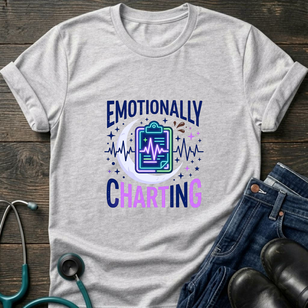 Emotionally Charting Nurse Relatable Humor Tee - Sand / S | YOUSTOMIZE