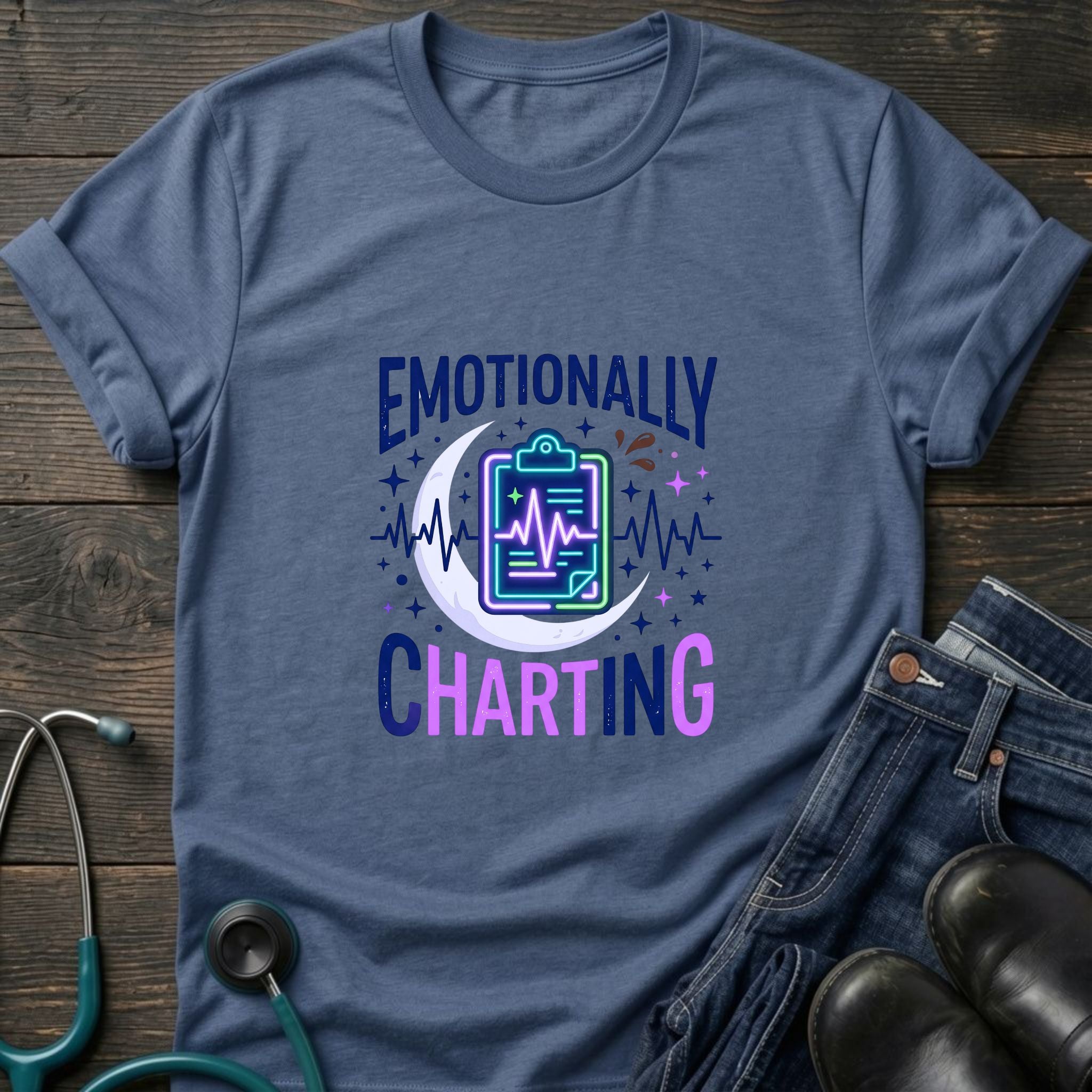 Emotionally Charting Nurse Relatable Humor Tee - Sand / S | YOUSTOMIZE