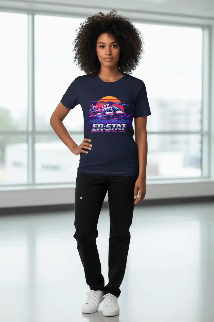 ER-STAT Rescue Helicopter T-Shirt — Retro Sunset Air Rescue Tee - YOUSTOMIZE