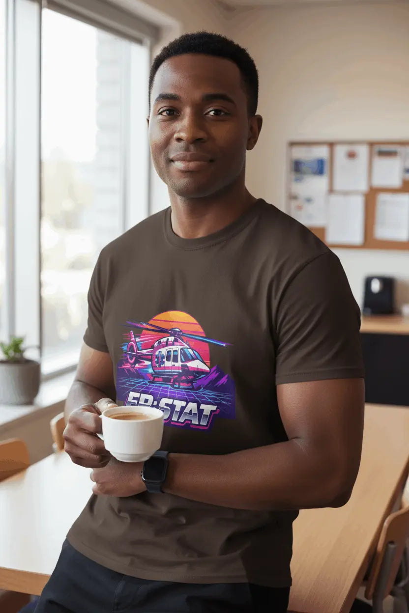 ER-STAT Rescue Helicopter T-Shirt — Retro Sunset Air Rescue Tee - YOUSTOMIZE
