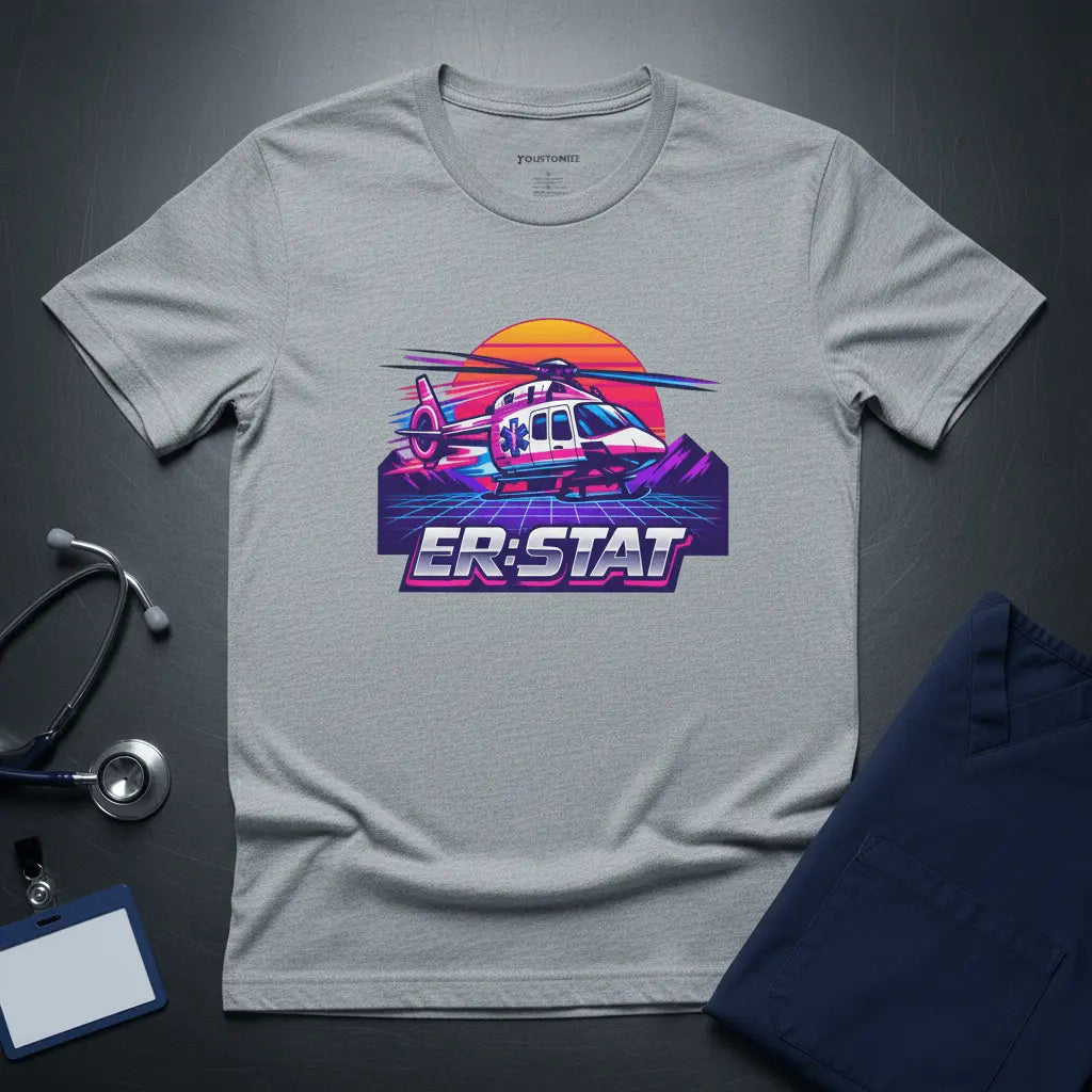 ER-STAT Rescue Helicopter T-Shirt — Retro Sunset Air Rescue Tee - YOUSTOMIZE