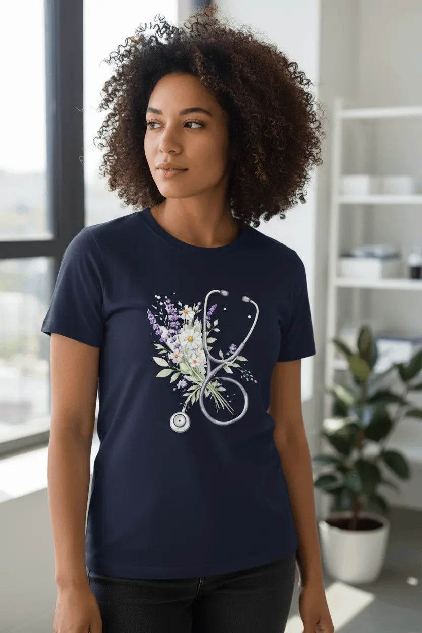 Floral Stethoscope T-Shirt – Nurse & Doctor Medical Gift - YOUSTOMIZE