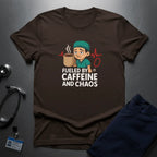 Fueled by Caffeine and Chaos T-Shirt — Funny Nurse/Medic Coffee Tee - YOUSTOMIZE