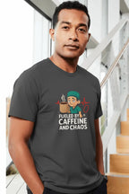 Fueled by Caffeine and Chaos T-Shirt — Funny Nurse/Medic Coffee Tee - YOUSTOMIZE