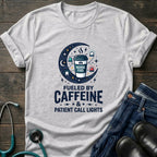 Fueled by Caffeine and Patient Call Lights Nurse Humor Tee - White / XS | YOUSTOMIZE