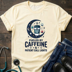 Fueled by Caffeine and Patient Call Lights Nurse Humor Tee - White / XS | YOUSTOMIZE