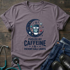 Fueled by Caffeine and Patient Call Lights Nurse Humor Tee - White / XS | YOUSTOMIZE