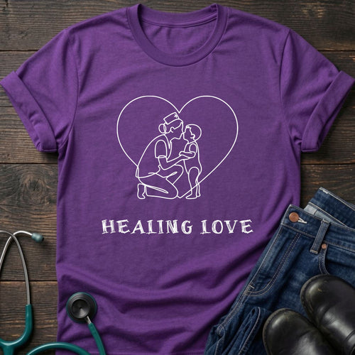Healing Love Minimal Line Art Nurse Mom Tee - Navy / XS | YOUSTOMIZE