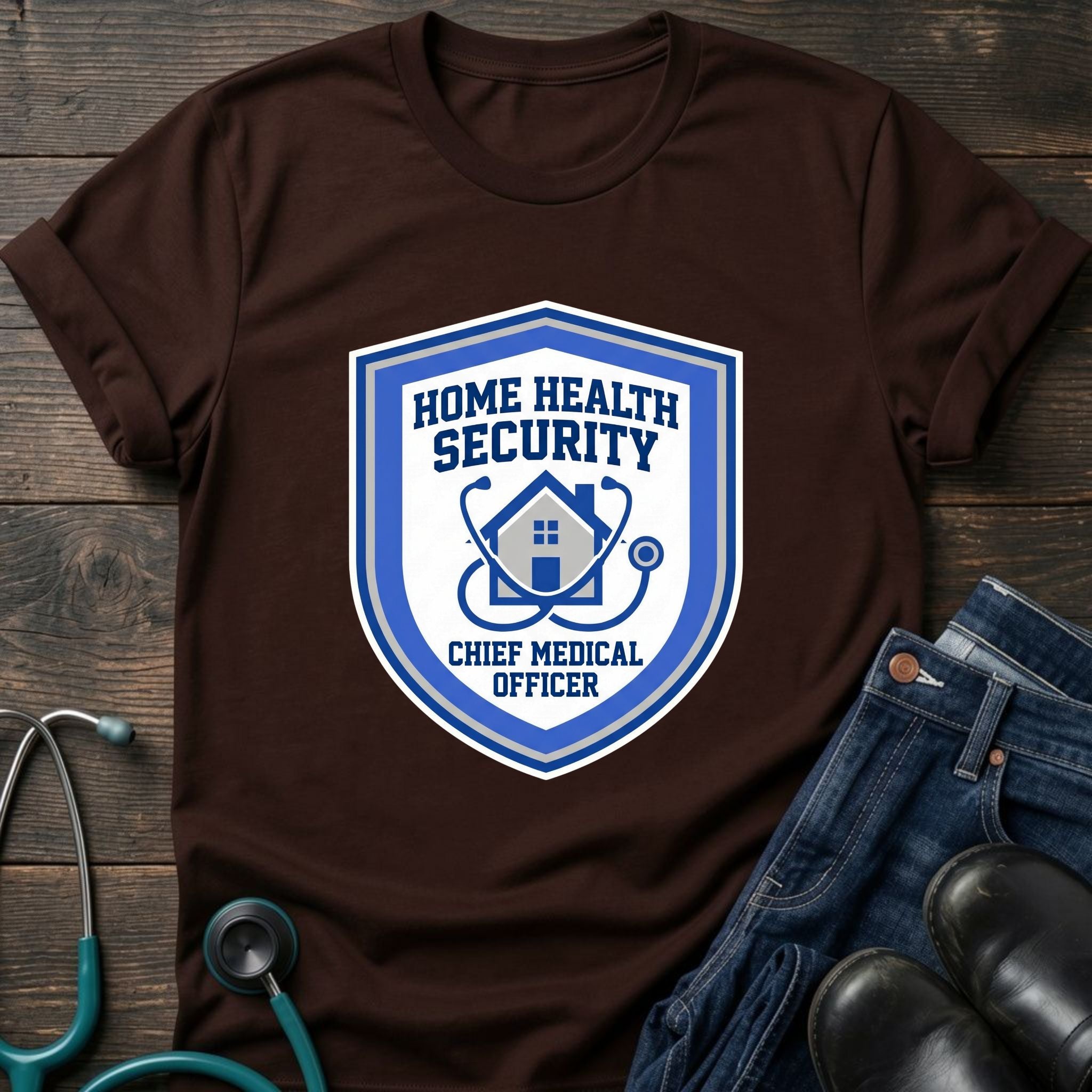 Home Health Security Chief Medical Officer Badge Tee - Navy / XS | YOUSTOMIZE