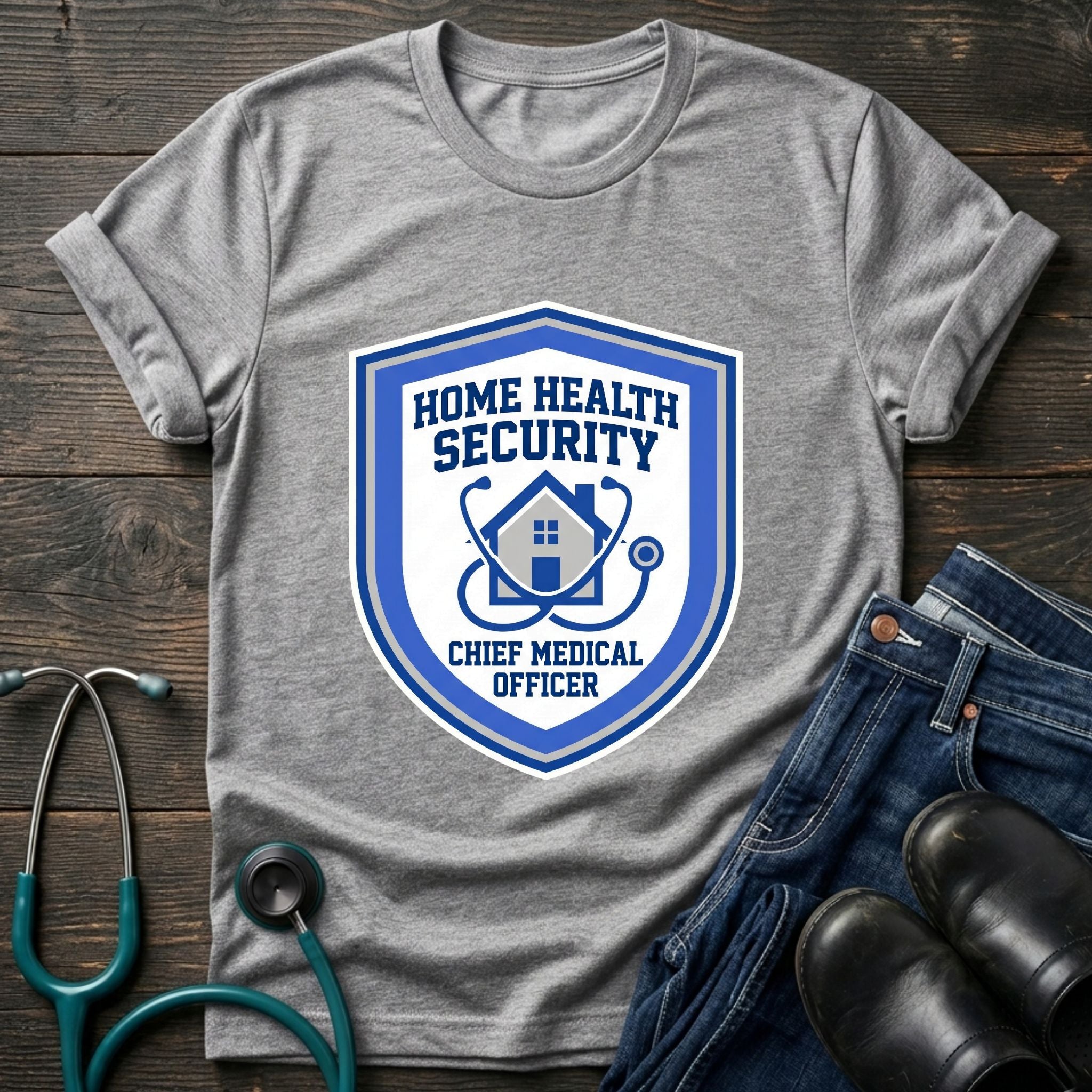 Home Health Security Chief Medical Officer Badge Tee - Navy / XS | YOUSTOMIZE