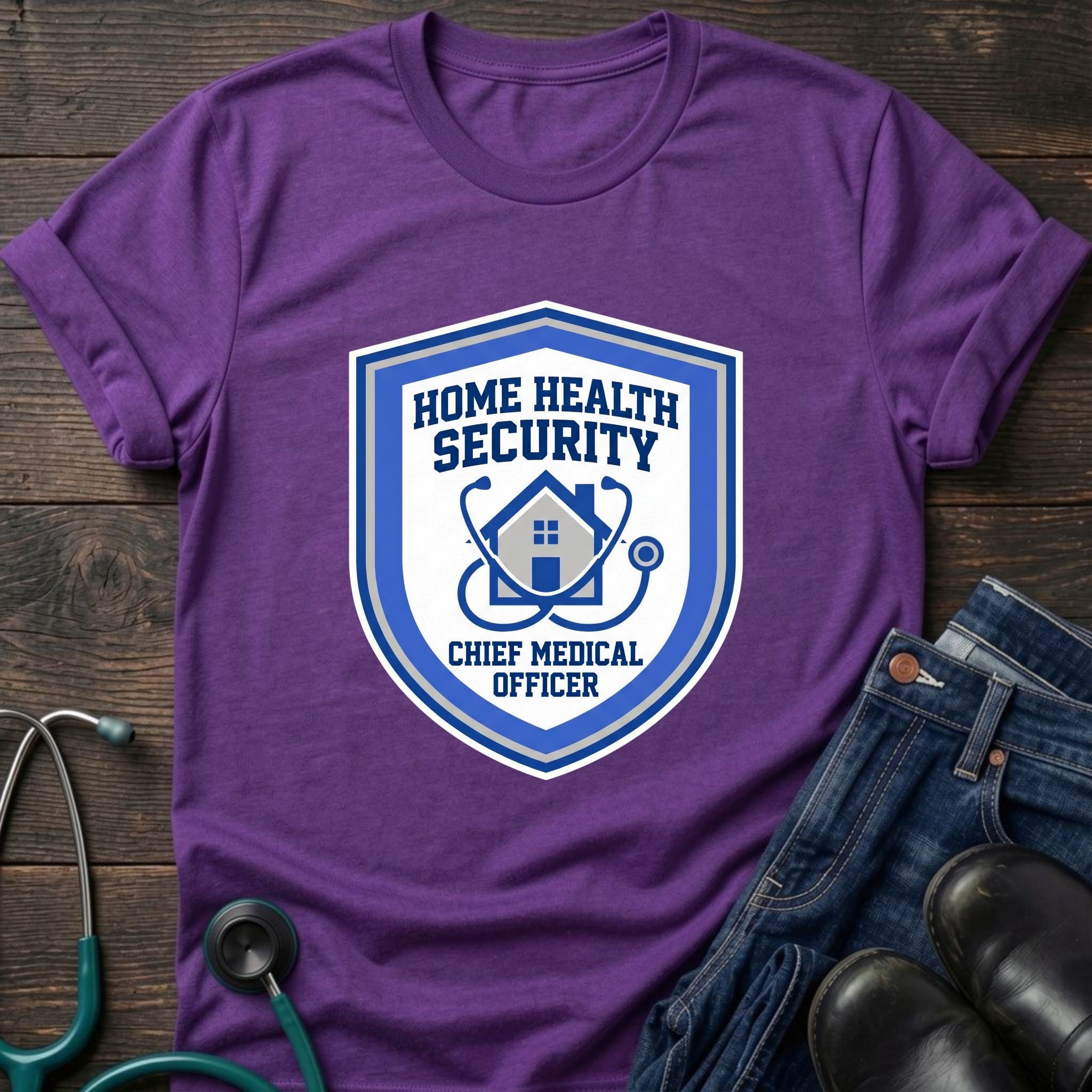Home Health Security Chief Medical Officer Badge Tee - Navy / XS | YOUSTOMIZE