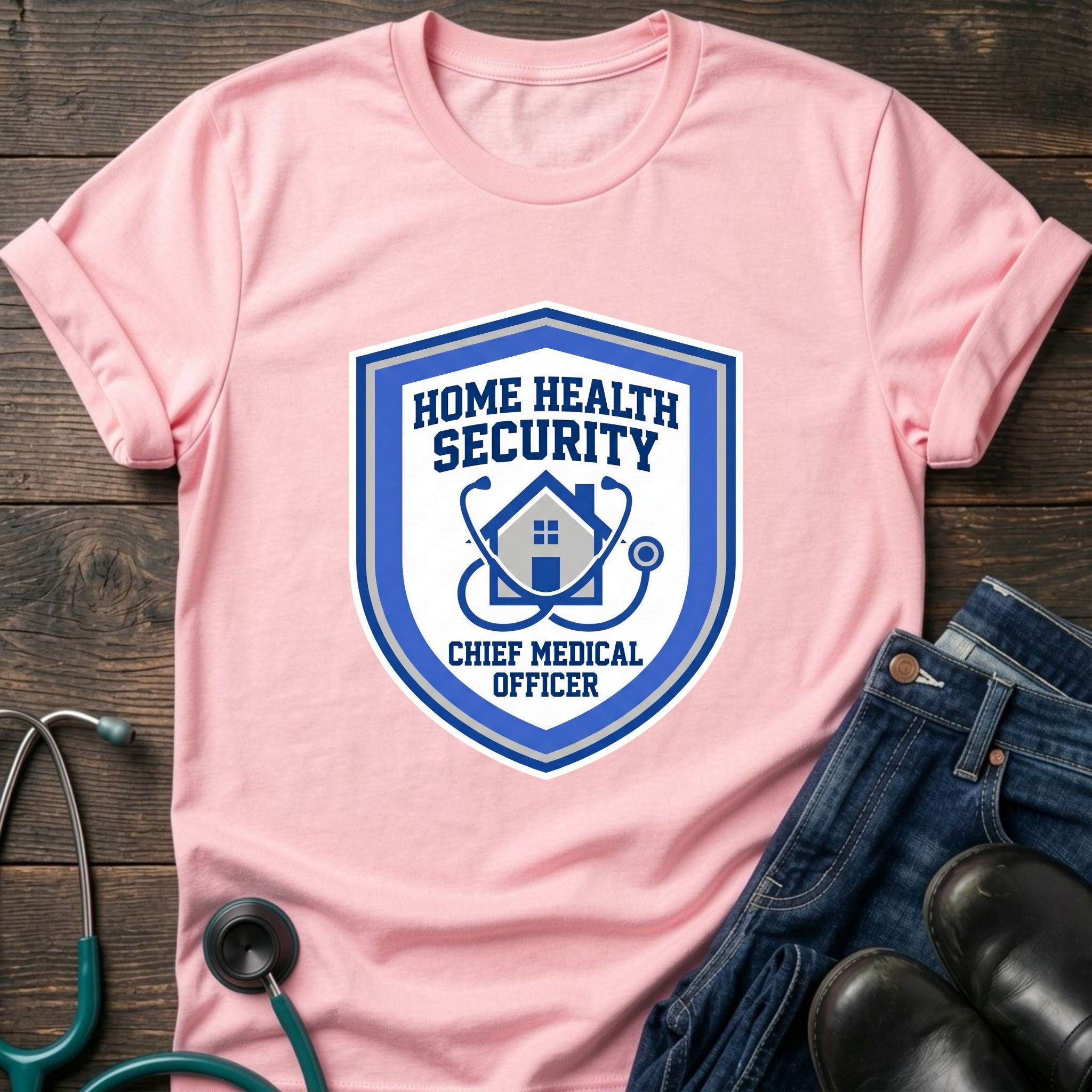 Home Health Security Chief Medical Officer Badge Tee - Navy / XS | YOUSTOMIZE