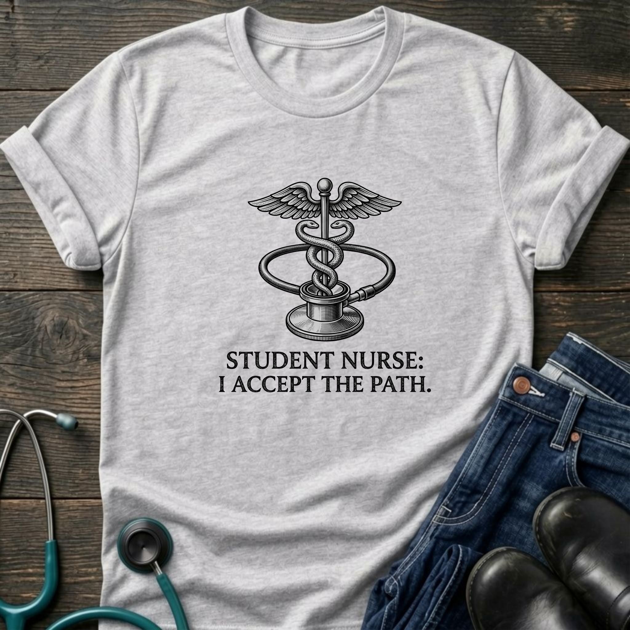 I Accept the Path Caduceus Student Nurse Tee - White / XS | YOUSTOMIZE