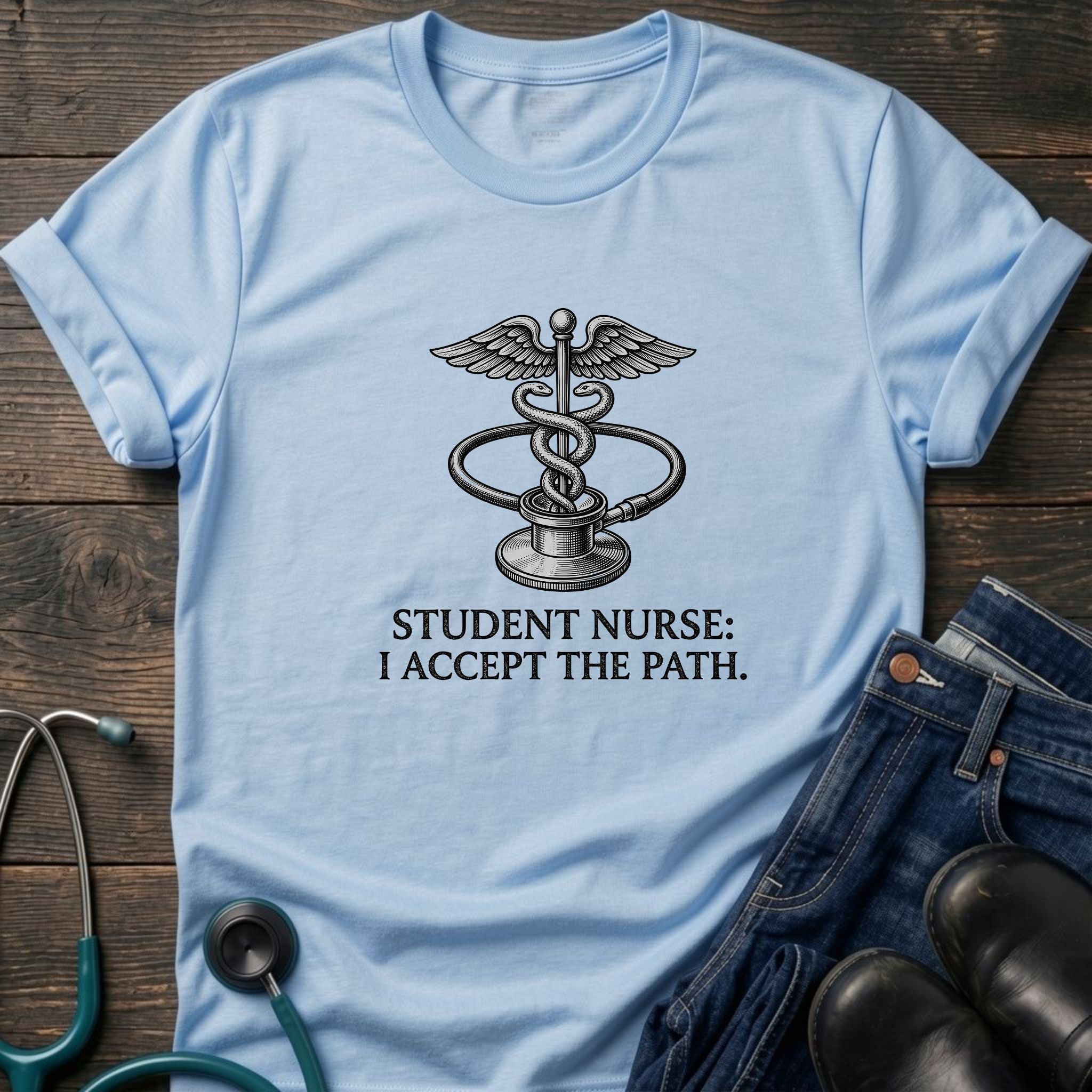 I Accept the Path Caduceus Student Nurse Tee - White / XS | YOUSTOMIZE
