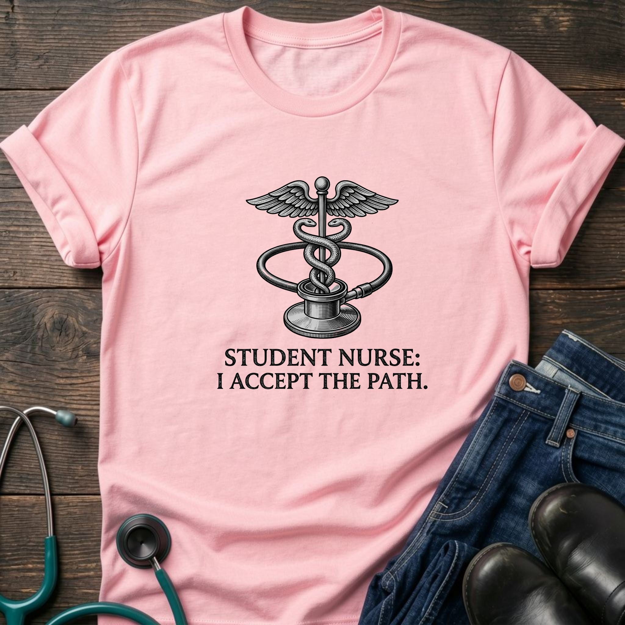 I Accept the Path Caduceus Student Nurse Tee - White / XS | YOUSTOMIZE