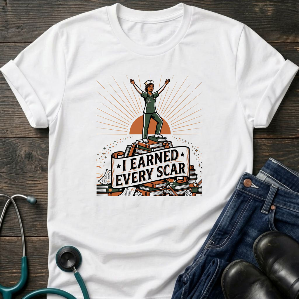 I Earned Every Scar Inspirational Nurse Survivor Tee - Sport Grey / XS | YOUSTOMIZE
