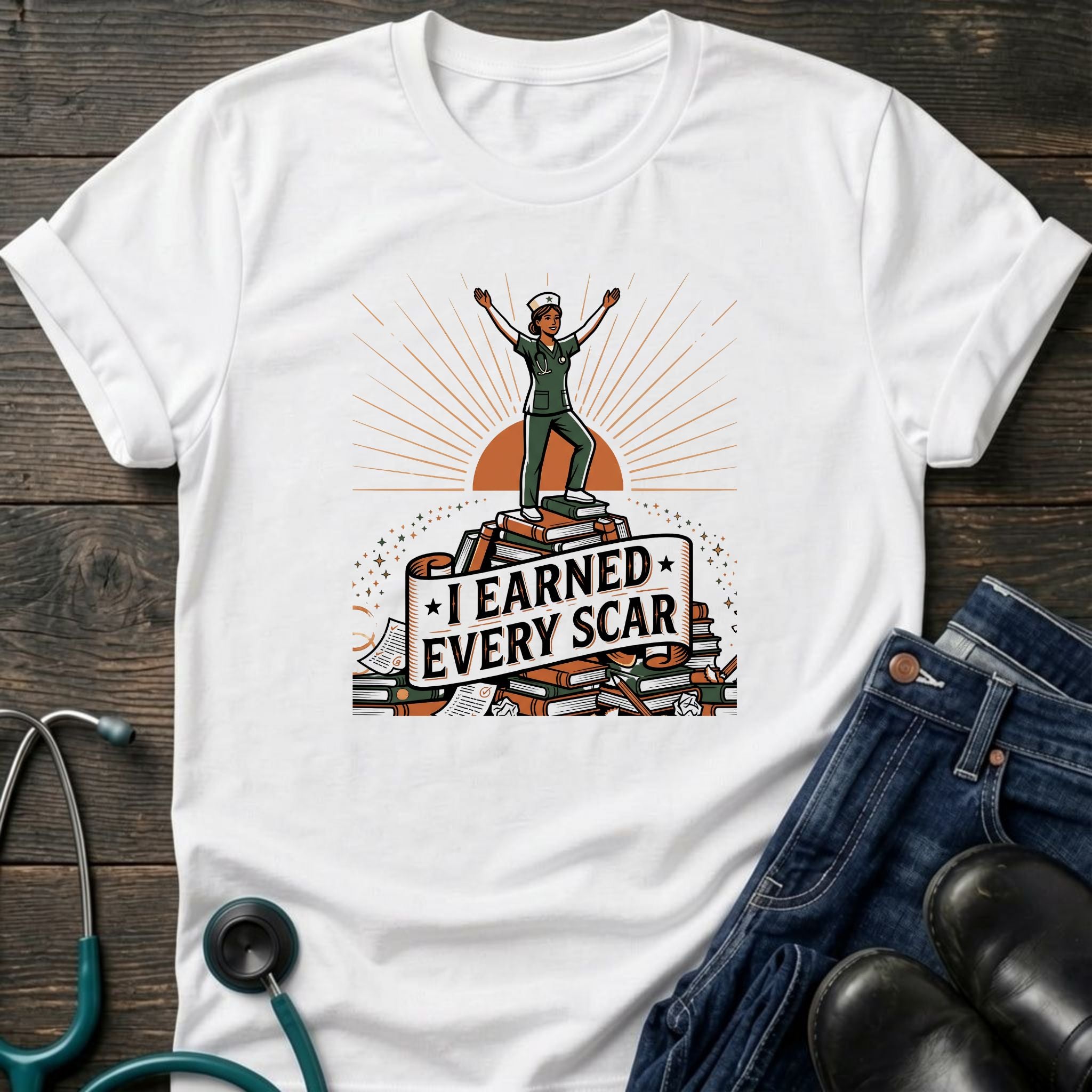 I Earned Every Scar Inspirational Nurse Survivor Tee - Sport Grey / XS | YOUSTOMIZE