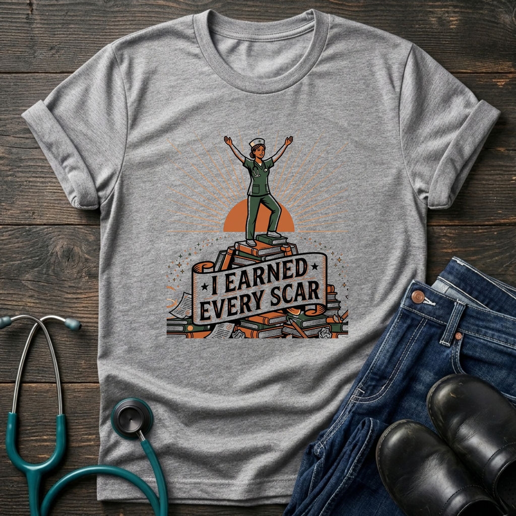 I Earned Every Scar Inspirational Nurse Survivor Tee - Sport Grey / XS | YOUSTOMIZE
