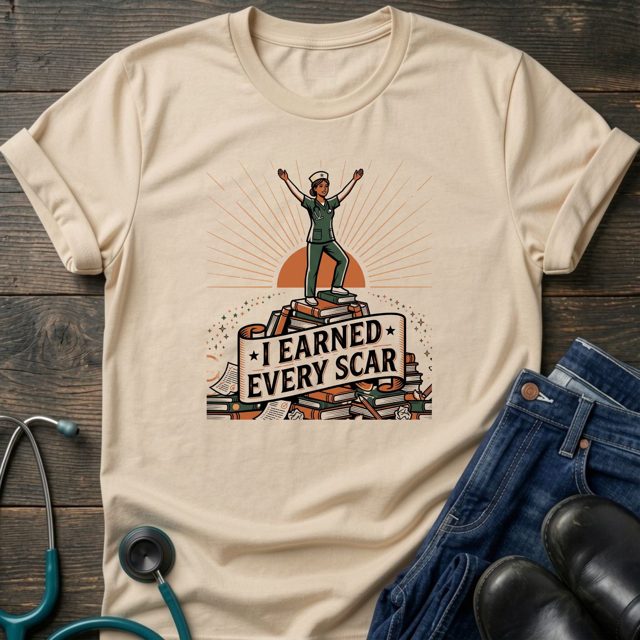 I Earned Every Scar Inspirational Nurse Survivor Tee - Sport Grey / XS | YOUSTOMIZE