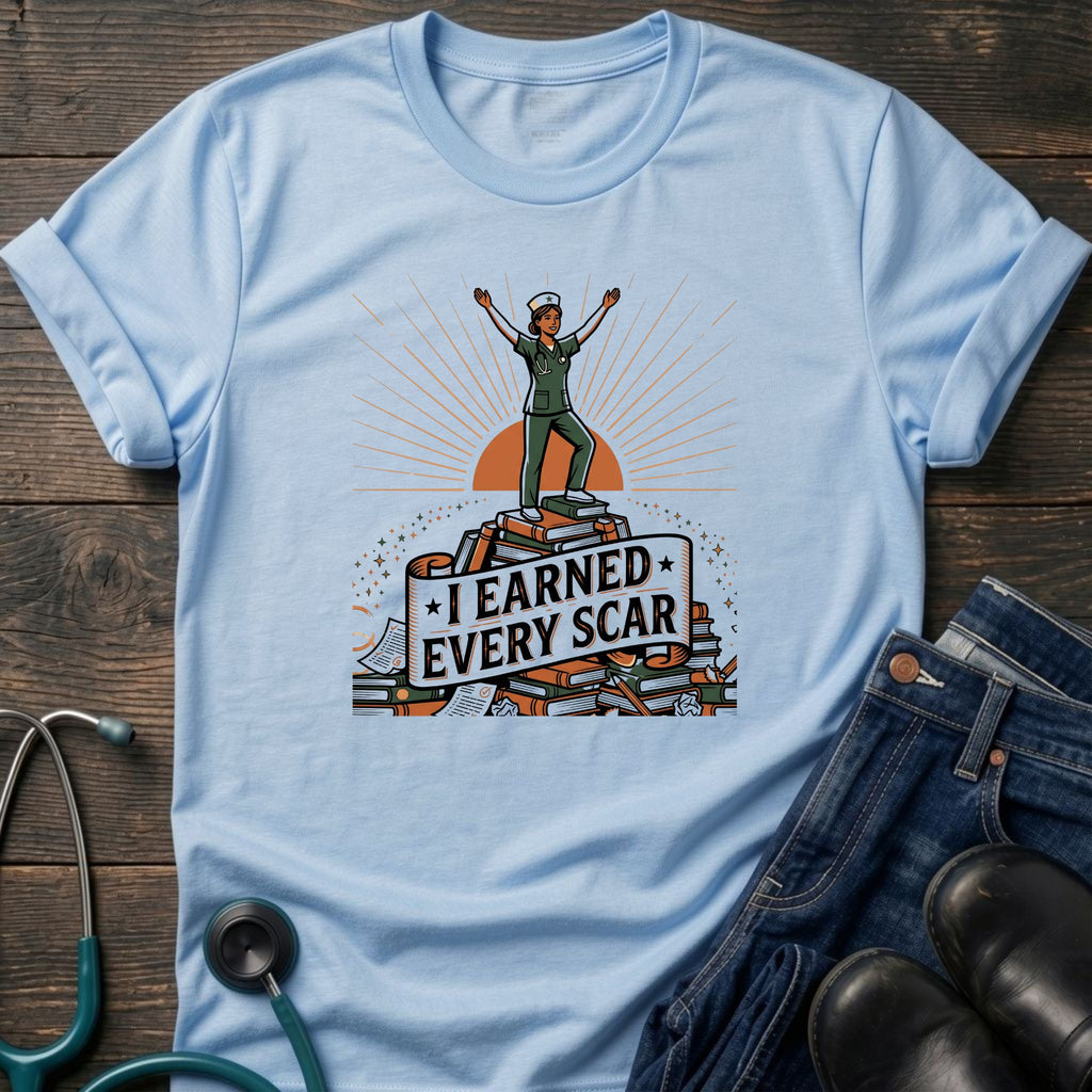 I Earned Every Scar Inspirational Nurse Survivor Tee - Sport Grey / XS | YOUSTOMIZE