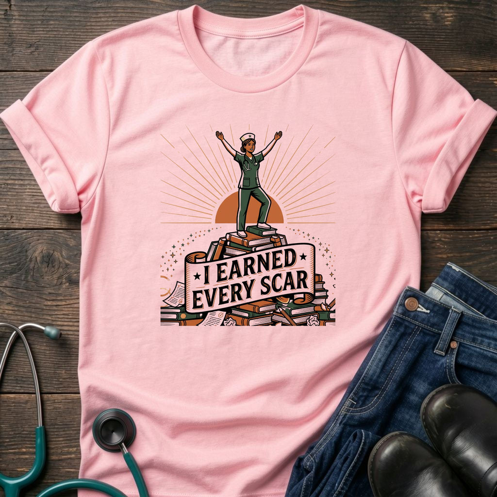 I Earned Every Scar Inspirational Nurse Survivor Tee - Sport Grey / XS | YOUSTOMIZE