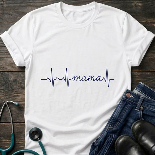 Mama EKG Heartbeat Line Art Mothers Day Tee - Charcoal / XS | YOUSTOMIZE