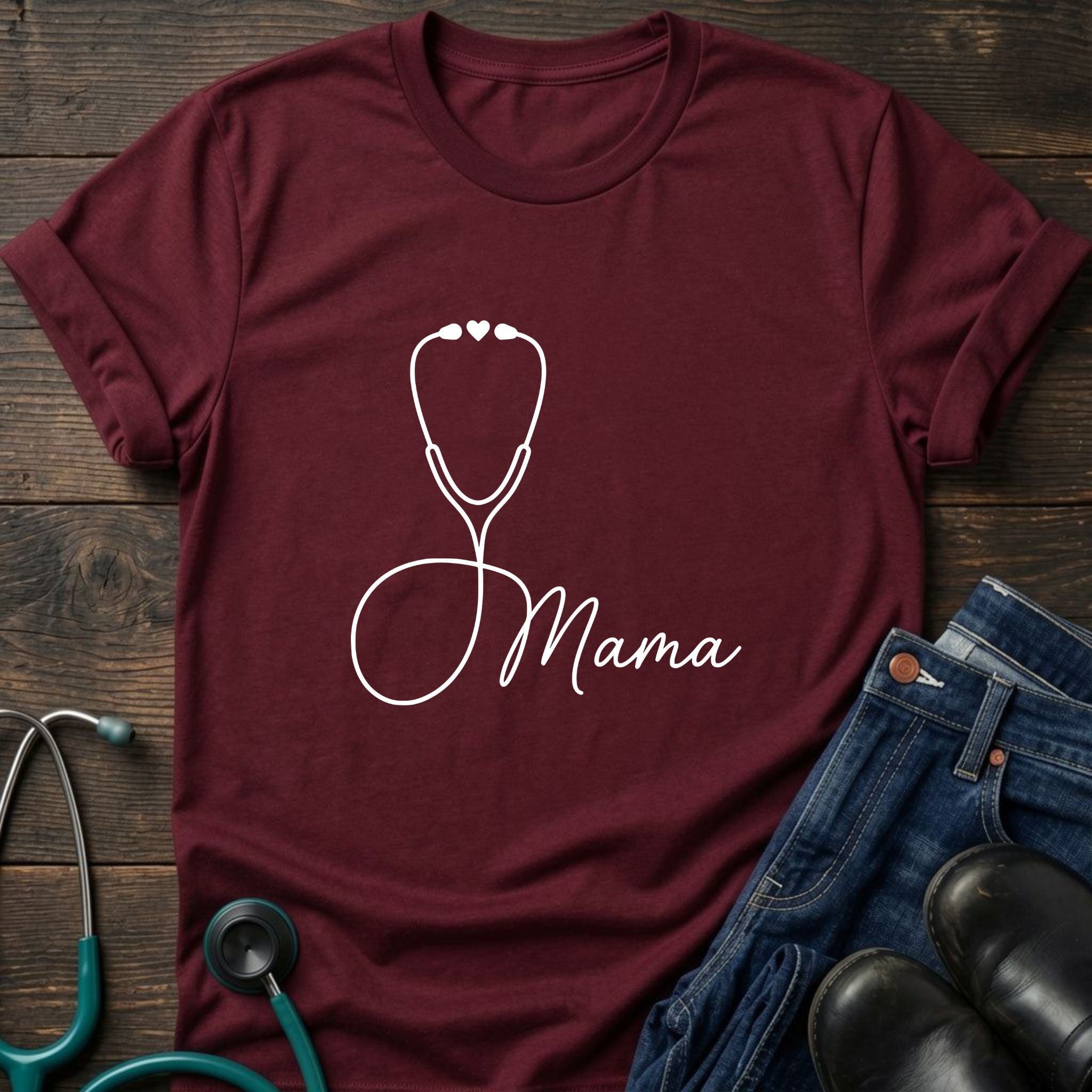 Mama Nurse Identity Graphic Tee - Dark Heather / XS | YOUSTOMIZE