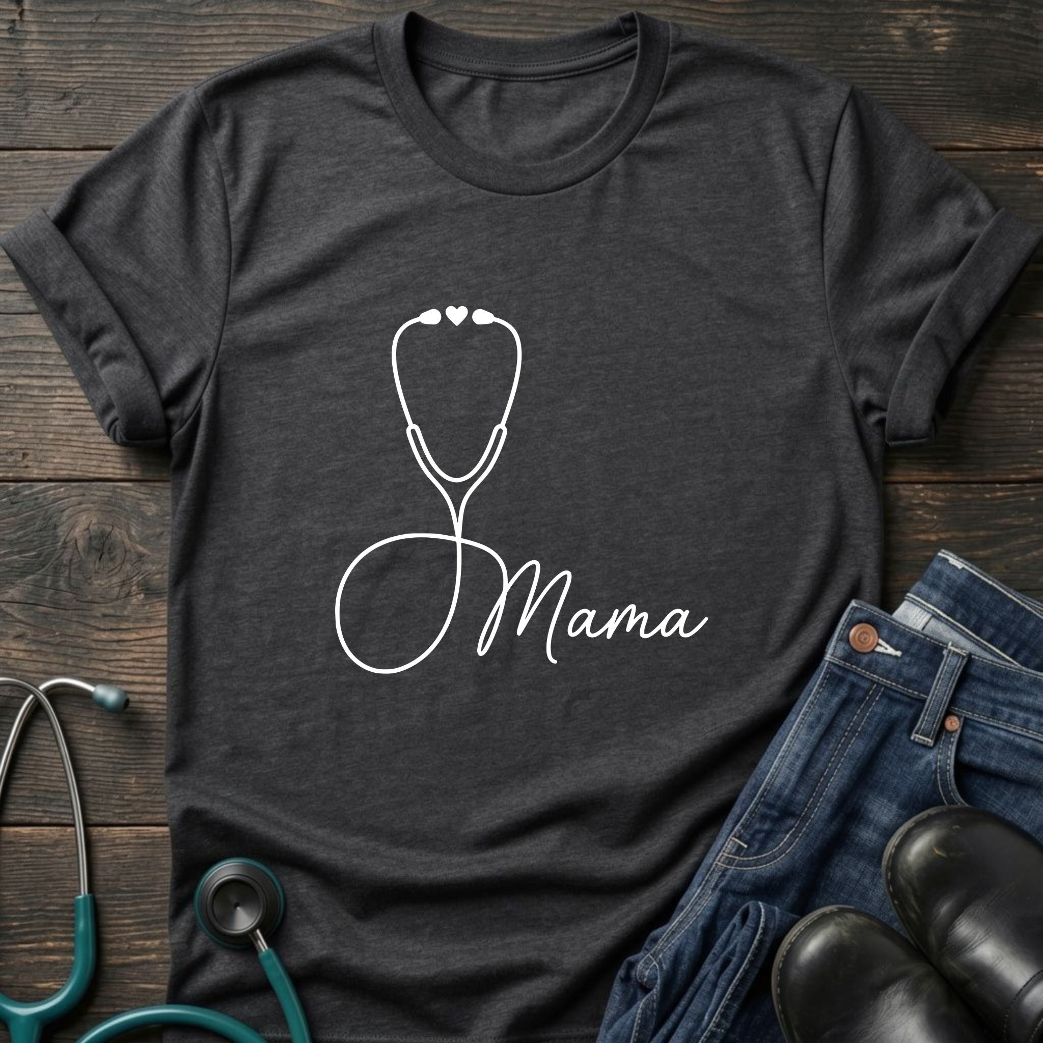 Mama Nurse Identity Graphic Tee - Dark Heather / XS | YOUSTOMIZE