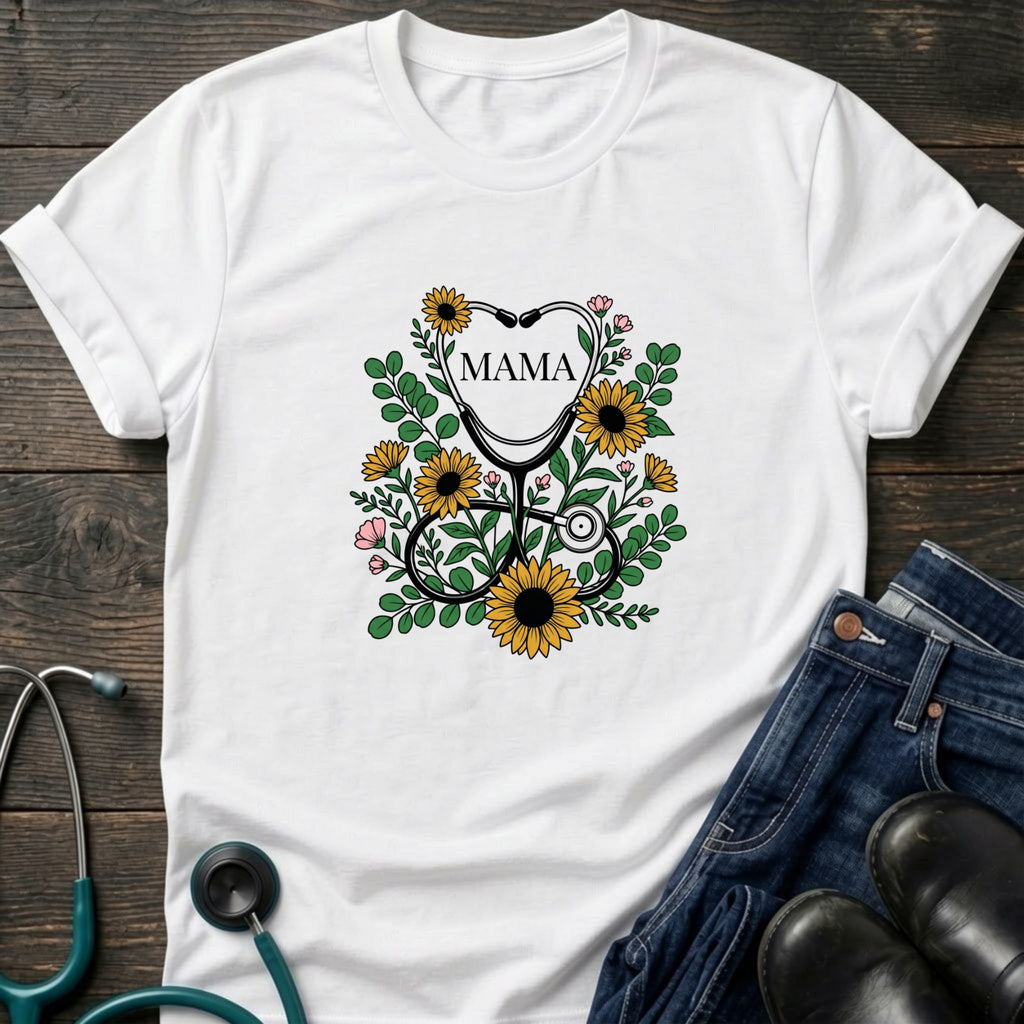 Mama Sunflower Floral Mothers Day Tee - Sport Grey / XS | YOUSTOMIZE