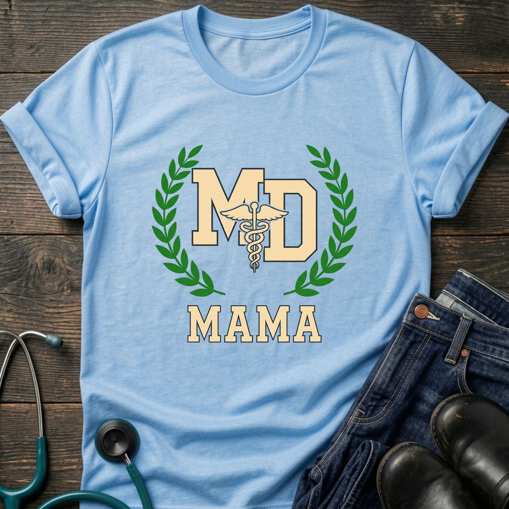 MD Mama College Crest Laurel Wreath Mom Tee - Sport Grey / XS | YOUSTOMIZE