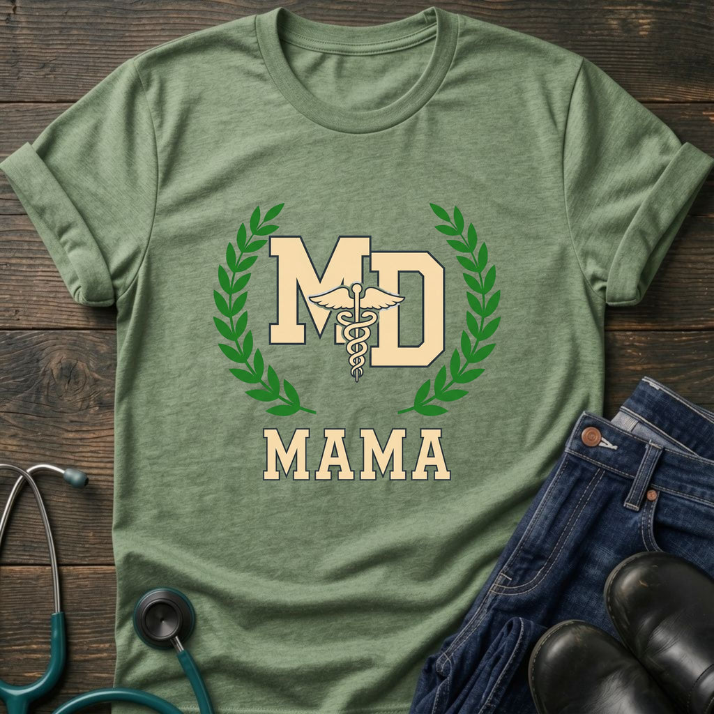 MD Mama College Crest Laurel Wreath Mom Tee - Sport Grey / XS | YOUSTOMIZE