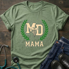 MD Mama College Crest Laurel Wreath Mom Tee - Sport Grey / XS | YOUSTOMIZE