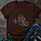 Minimal Mother Baby Heartbeat Line Art Nurse Tee - Royal / XS | YOUSTOMIZE