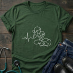 Minimal Mother Baby Heartbeat Line Art Nurse Tee - Royal / XS | YOUSTOMIZE