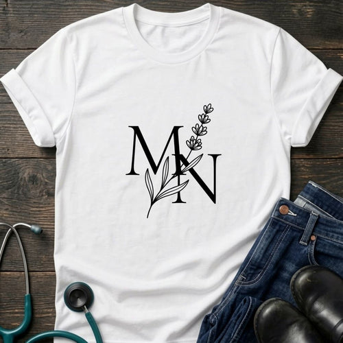 MN Monogram Botanical Nurse Mom Minimalist Tee - Sport Grey / XS | YOUSTOMIZE