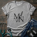 MN Monogram Botanical Nurse Mom Minimalist Tee - Sport Grey / XS | YOUSTOMIZE