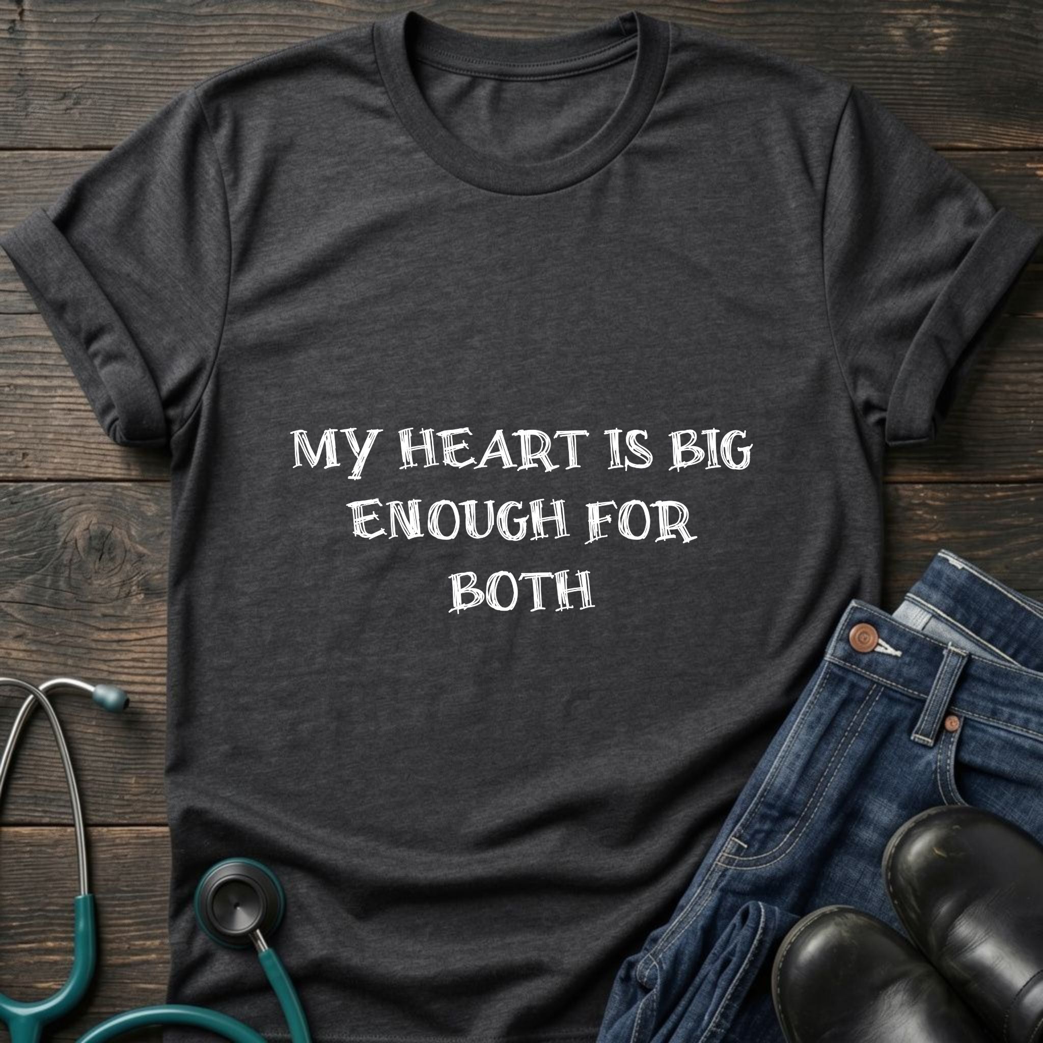 My Heart Is Big Enough for Both Nurse Mom Tee - Navy / XS | YOUSTOMIZE