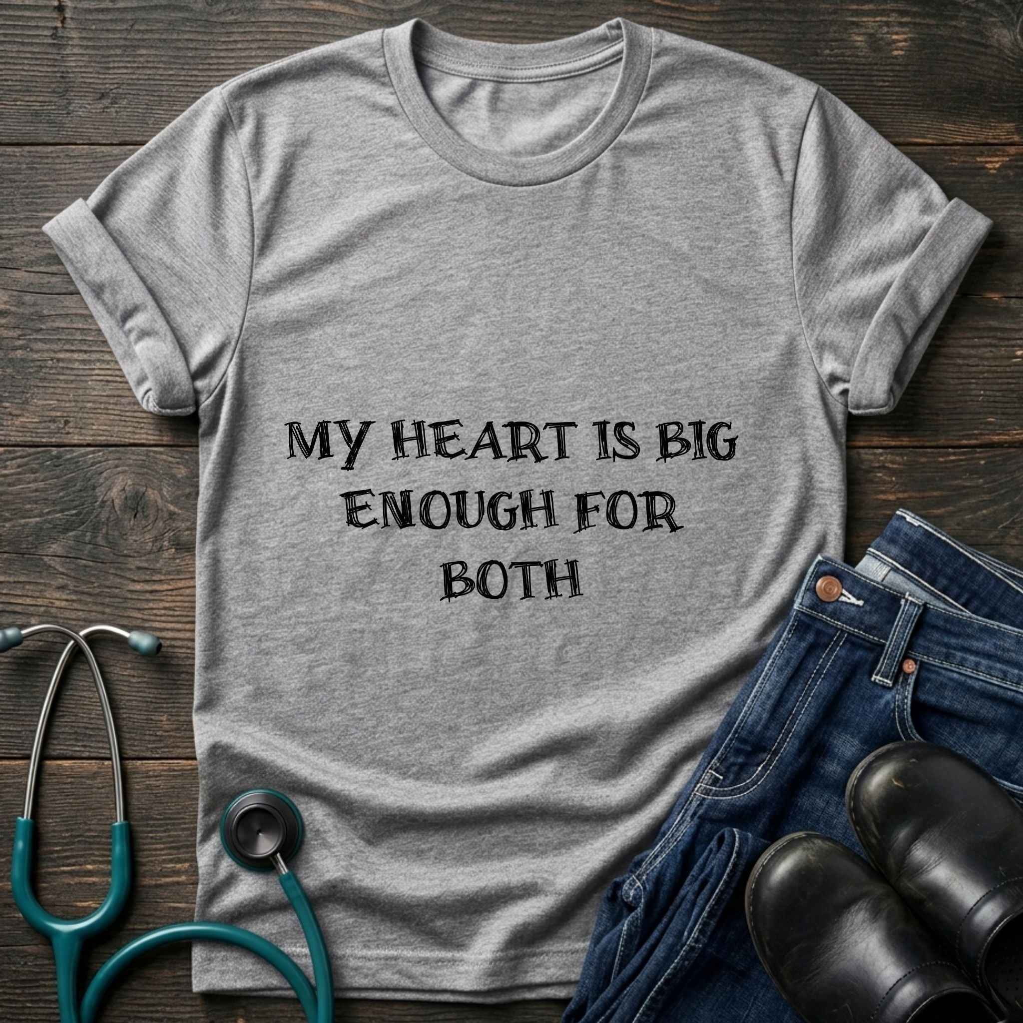 My Heart Is Big Enough for Both Nurse Mom Tee - Navy / XS | YOUSTOMIZE
