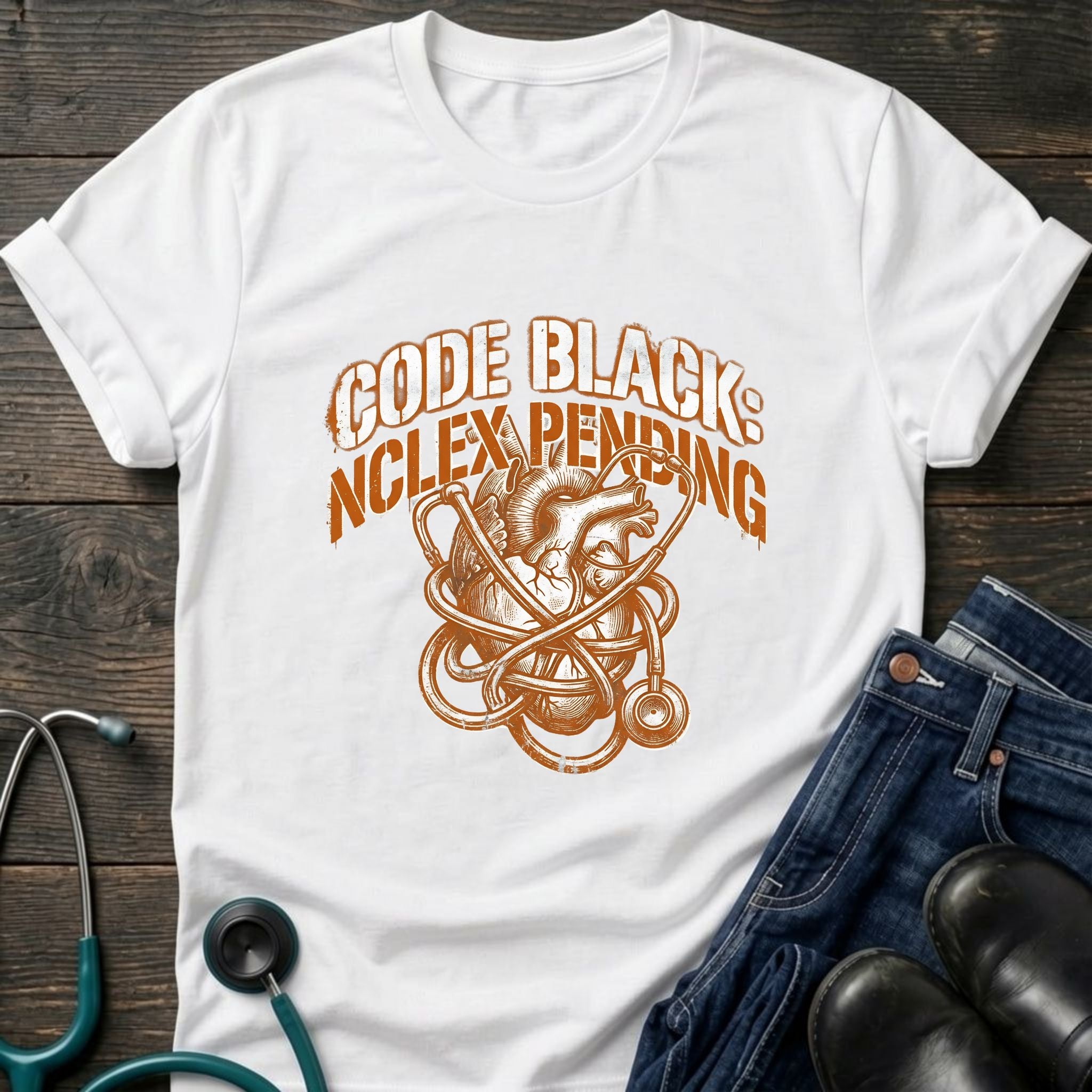 NCLEX Pending Code Black Nursing Graduate Tee - Dark Heather / XS | YOUSTOMIZE
