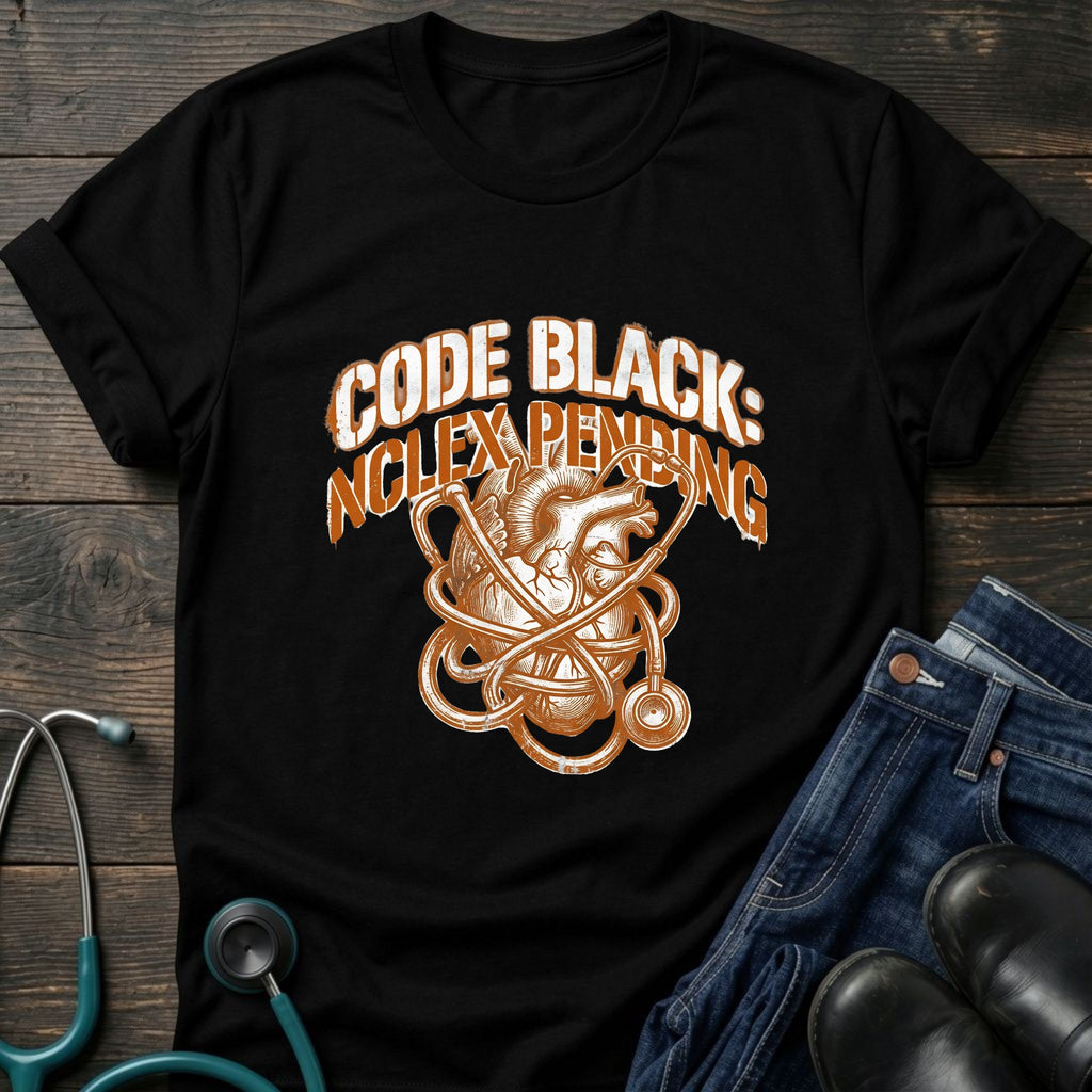 NCLEX Pending Code Black Nursing Graduate Tee - Dark Heather / XS | YOUSTOMIZE