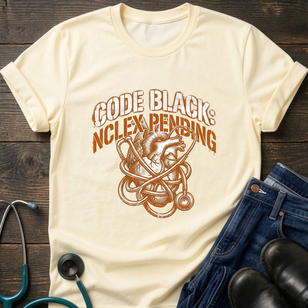 NCLEX Pending Code Black Nursing Graduate Tee - Dark Heather / XS | YOUSTOMIZE