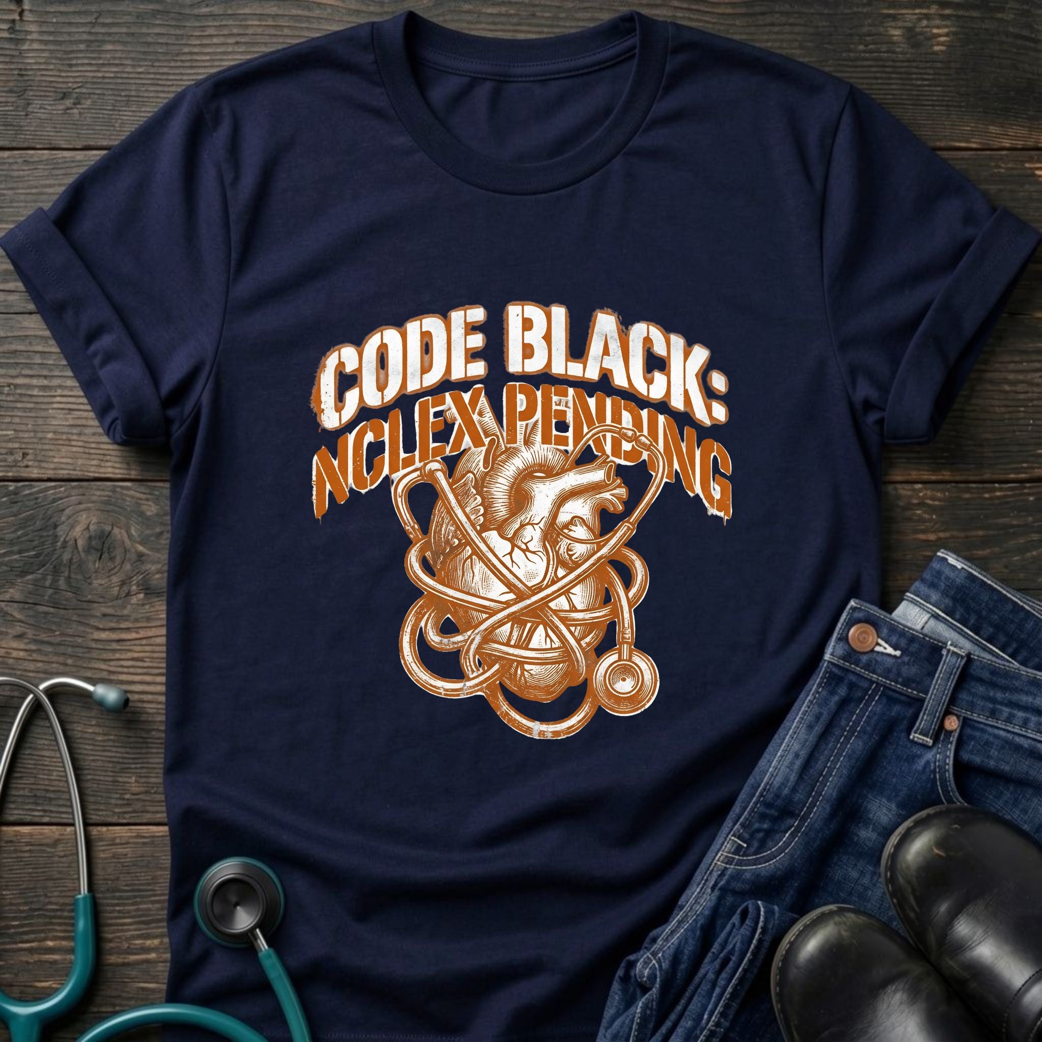 NCLEX Pending Code Black Nursing Graduate Tee - Dark Heather / XS | YOUSTOMIZE