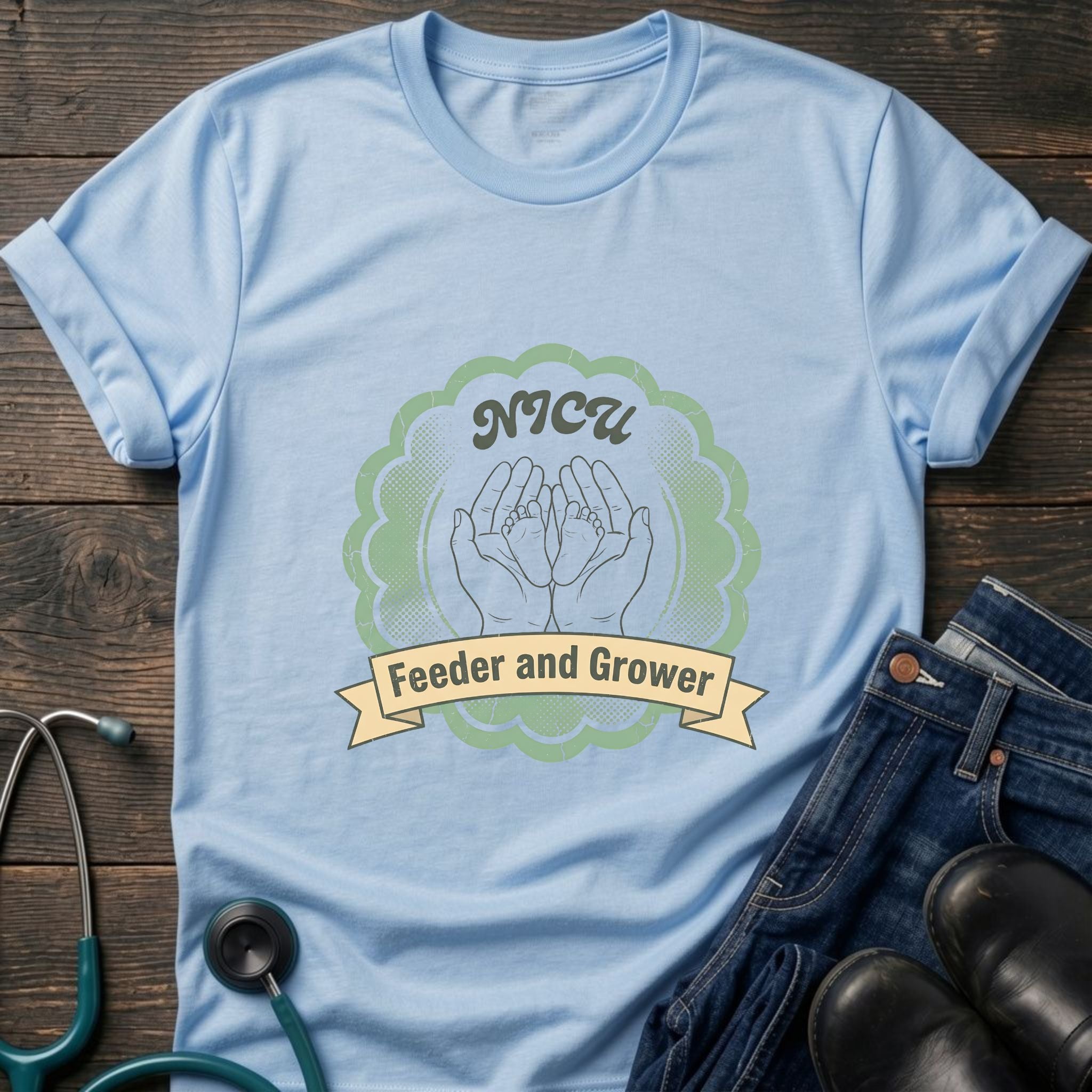 NICU Feeder and Grower Neonatal Nurse Support Tee - White / XS | YOUSTOMIZE