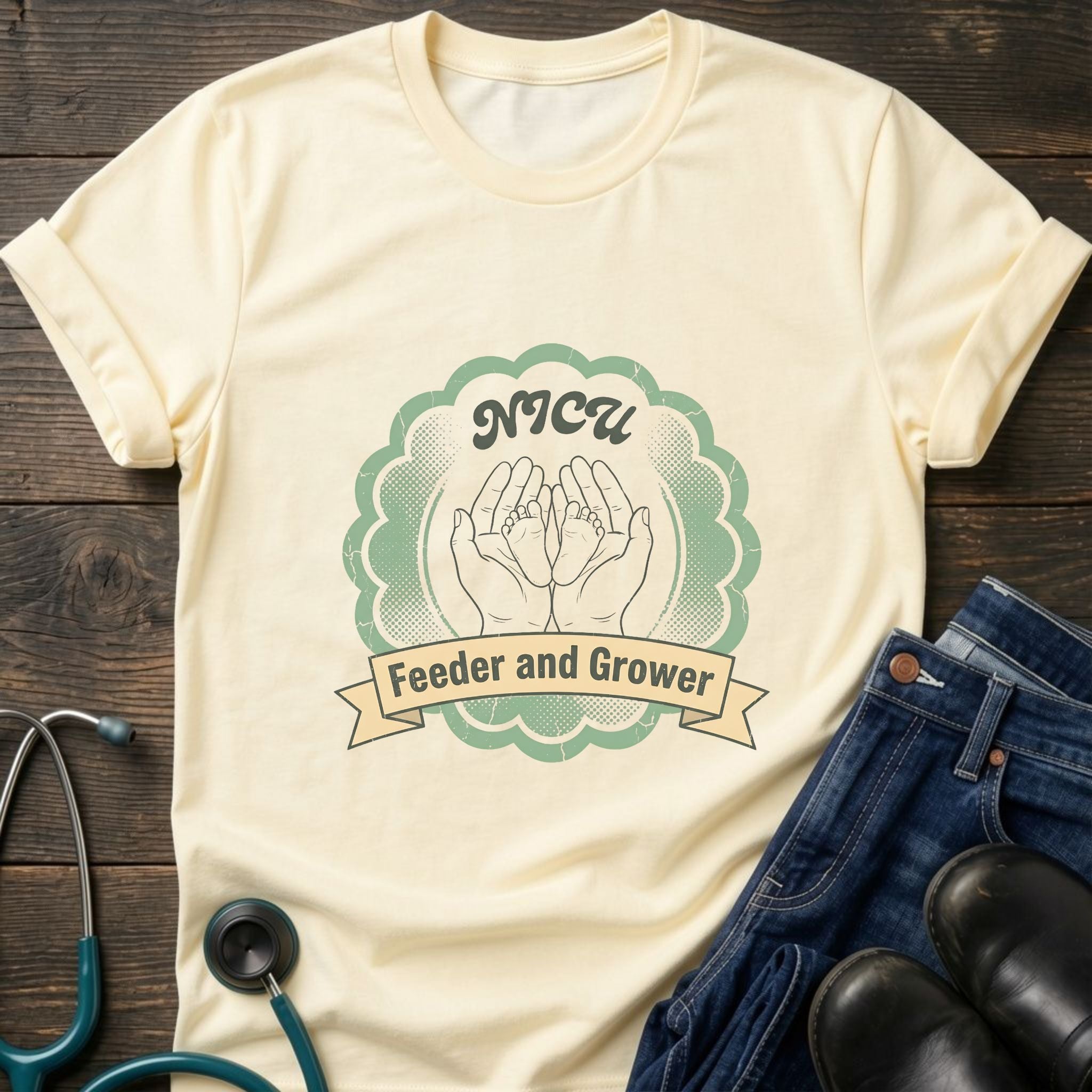 NICU Feeder and Grower Neonatal Nurse Support Tee - White / XS | YOUSTOMIZE