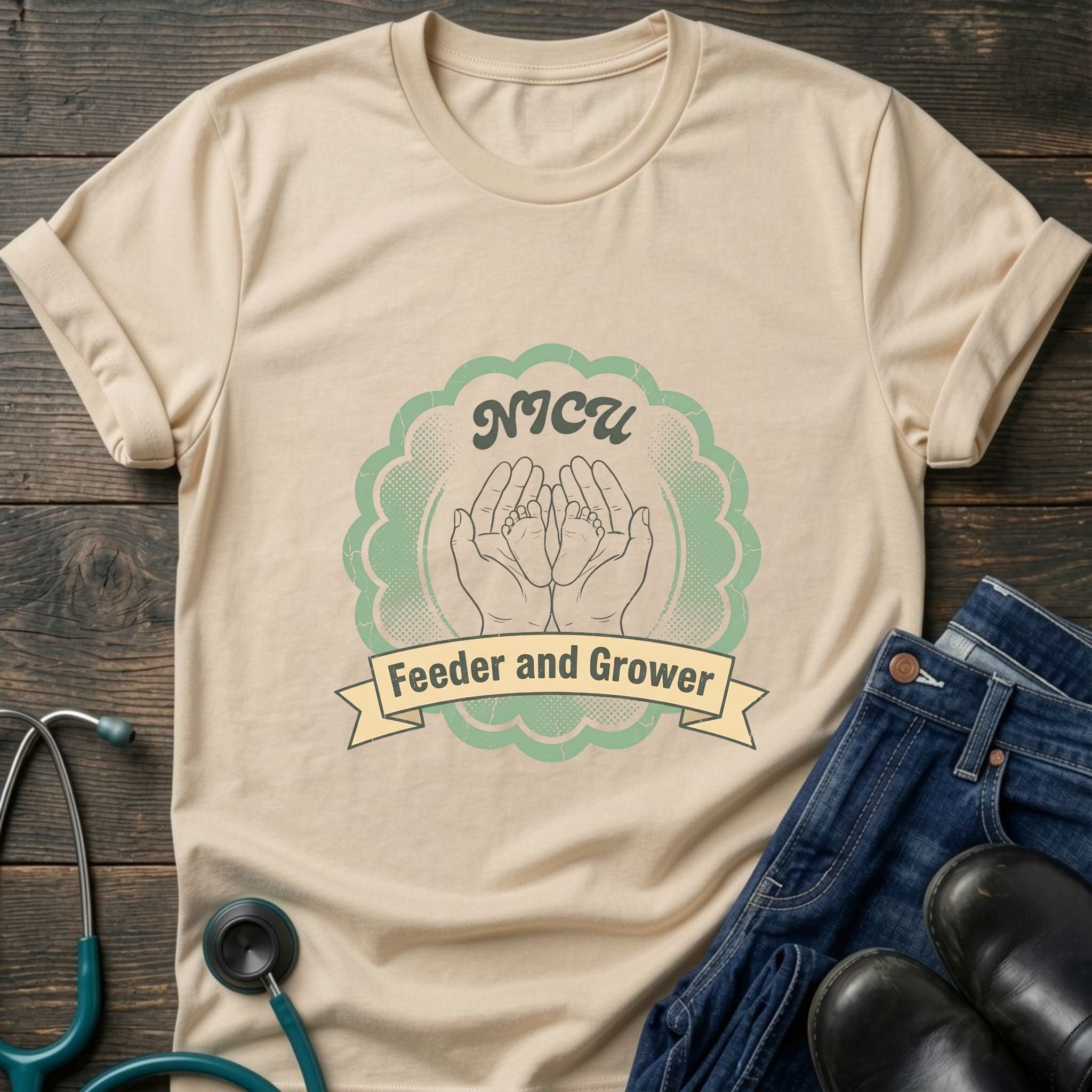 NICU Feeder and Grower Neonatal Nurse Support Tee - White / XS | YOUSTOMIZE