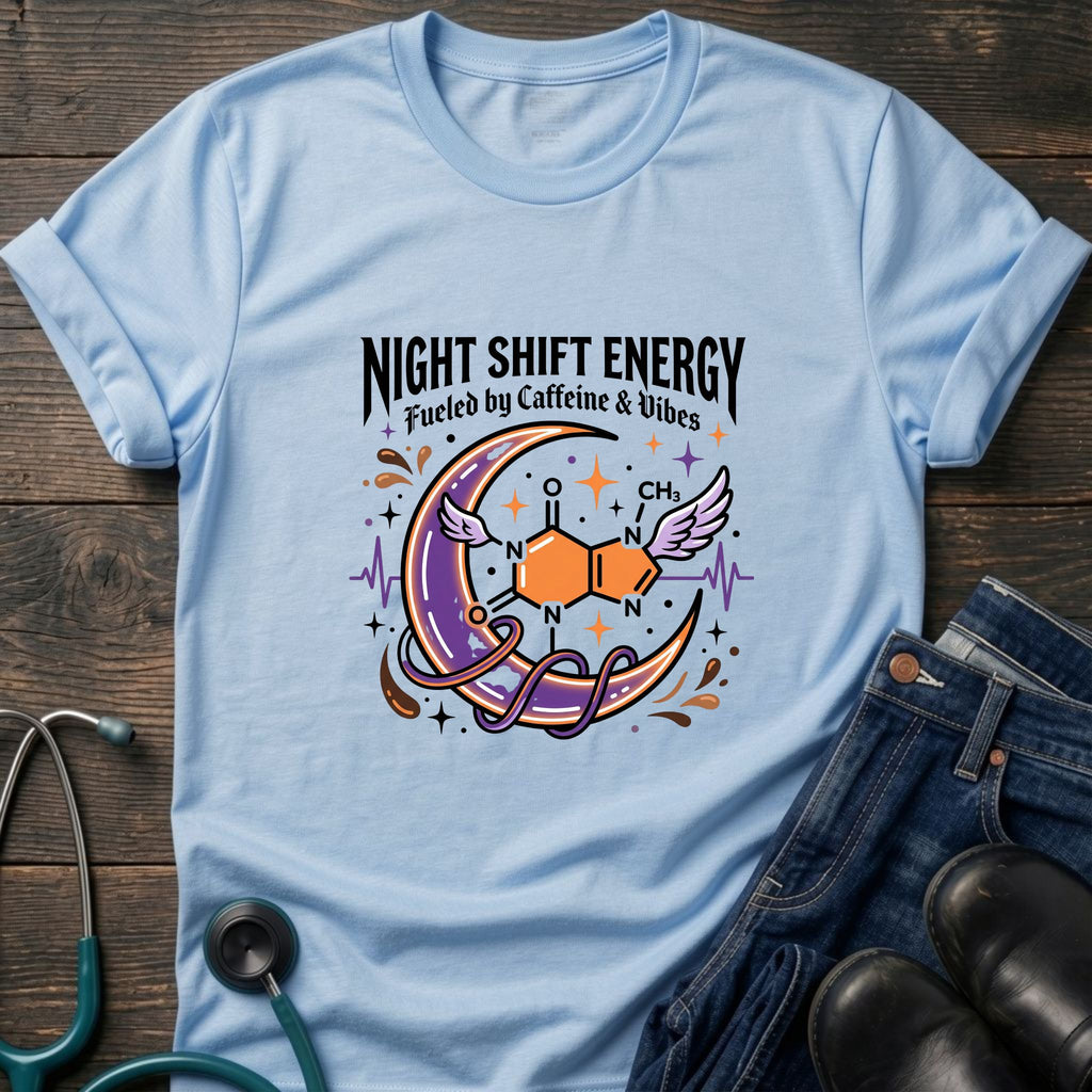 Night Shift Energy Caffeine and Vibes Night Owl Nurse Tee - Sport Grey / XS | YOUSTOMIZE