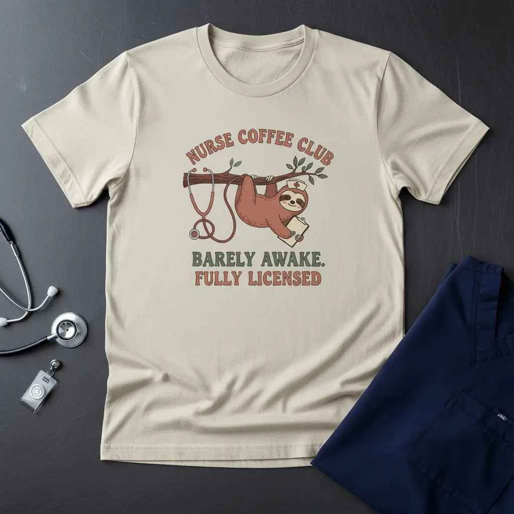 Nurse Coffee Club Tee — "Barely Awake, Fully Licensed" Funny Nurse Shirt - YOUSTOMIZE
