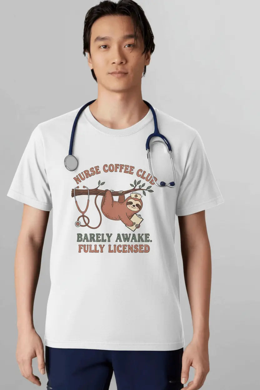 Nurse Coffee Club Tee — "Barely Awake, Fully Licensed" Funny Nurse Shirt - YOUSTOMIZE