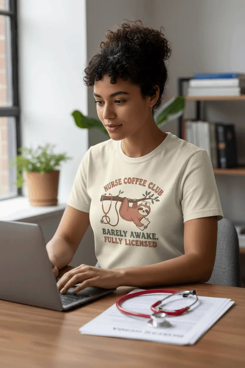 Nurse Coffee Club Tee — "Barely Awake, Fully Licensed" Funny Nurse Shirt - YOUSTOMIZE